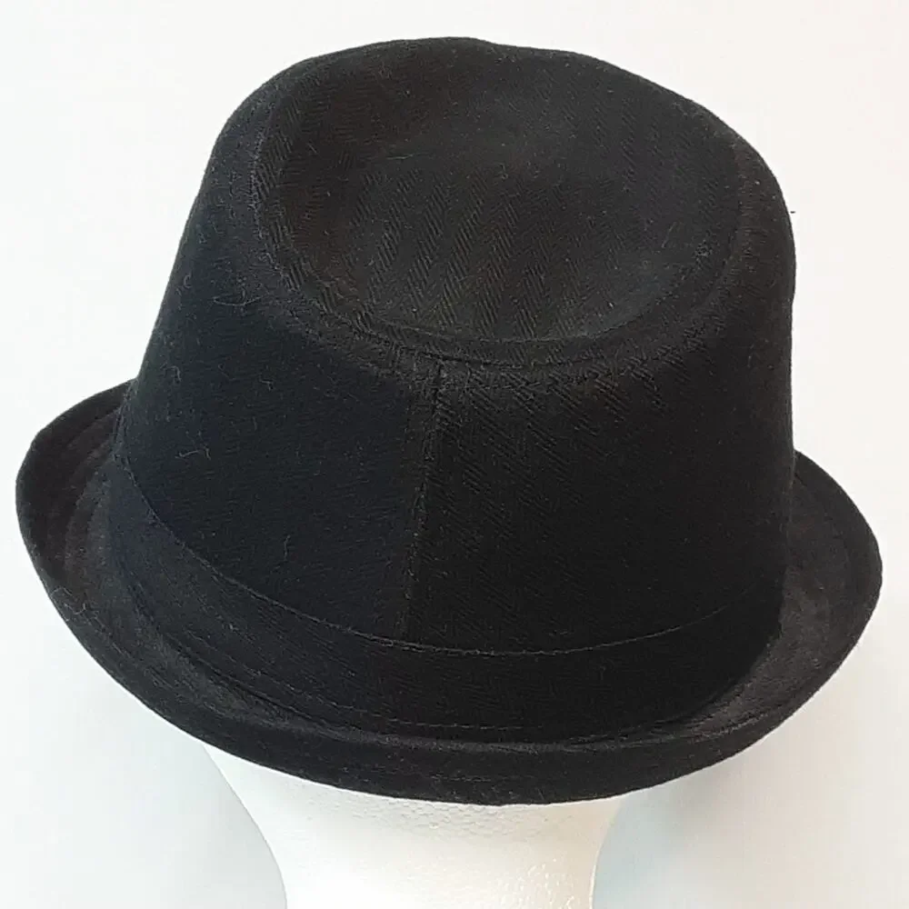 Men’s Black 100% Cotton Twill Lightweight Trilby Hat Medium Large